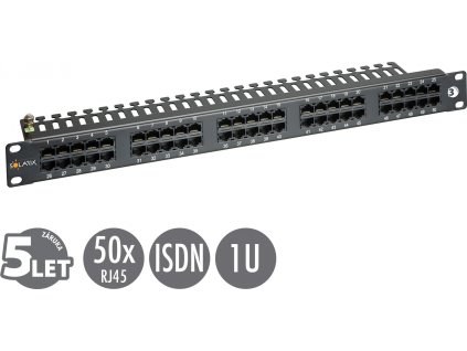 19" ISDN panel Solarix 50 x RJ45 černý 1U SX50-ISDN-BK