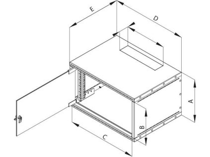 Triton 19" rozvaděč jednodílný 6U/400mm, DeltaX plech dveře