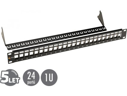 19" modulární neosazený patch panel Solarix 24 portů černý 1U SX24M-0-STP-BK-UNI