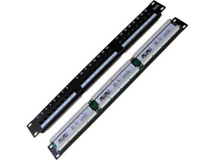 DATACOM Patch panel 19" UTP 24 port CAT5E LSA 1U BK (3x8p)