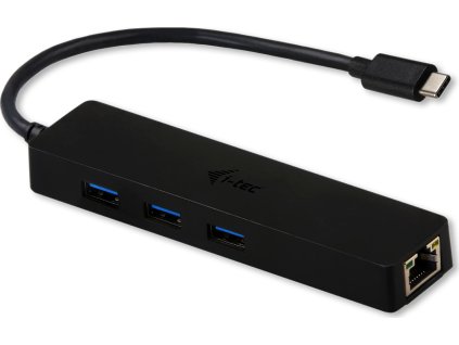 i-tec USB Slim HUB/ 3 porty s Gigabyte Ethernet/ na USB 3.1 Type C/ kompatibilní s Thunderbolt 3/ černý