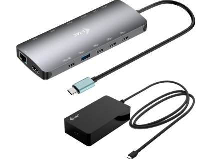 i-tec dokovací stanice USB-C Metal Nano 3x Display Dock, 2x HDMI 1x USB-C video, PD 140W + nabíječka 140 W