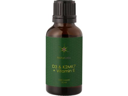 NaturLabs Vitamin D3 + K2 + E, 500 dávek, extra silný (1000 IU), tekutý