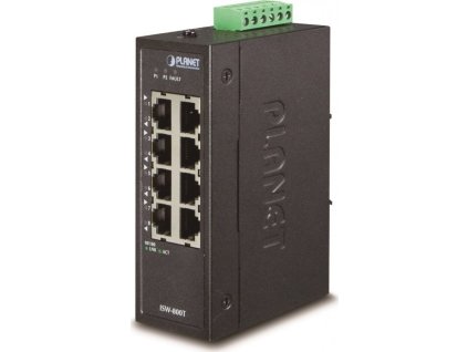 Planet ISW-800T, 8x 10/100Base-TX, ESD, DIN, IP30, -40~75°C