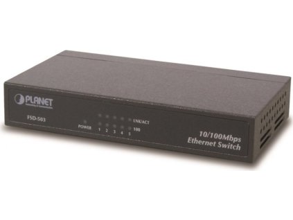 Planet FSD-503 switch 5x 10/100Base-TX, 10", kov, fanless