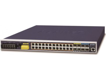 Planet IGS-6325-24P4X průmyslový L3 switch, 24x1Gb, 4x10Gb SFP+, PoE 802.3at 440W, 48-56VDC, -40~75°C, IP30, fanless