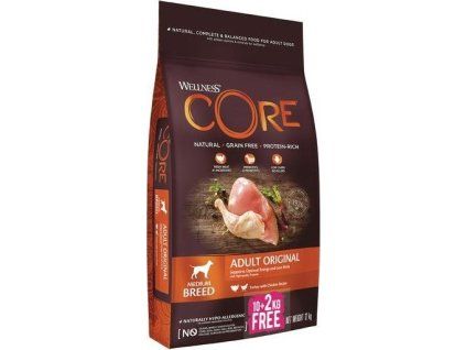Wellness Core Dog Original kruta a kuře 10+2kg