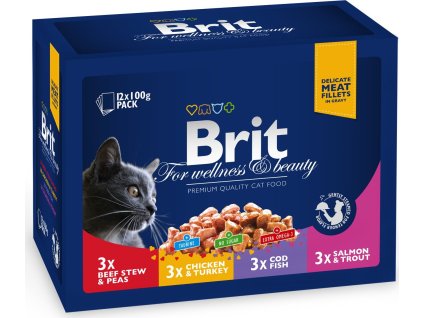 Kapsička Brit Cat Premium Pouches Rodina 12x100g