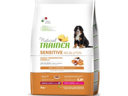 Trainer Natural Sensitive No gluten Puppy&Jun Medium/Maxi losos 3kg