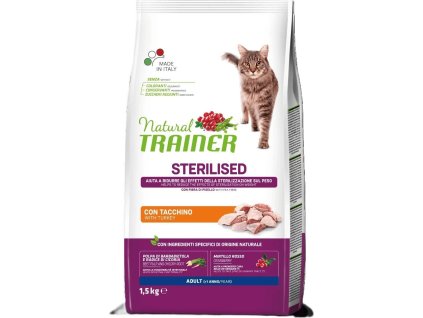 TRAINER Natural Cat Sterilised krůtí maso 1,5kg