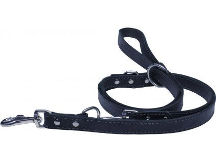 HUHUBAMBOO vodítko přepínací mastná kůže 2,5x240cm, černé