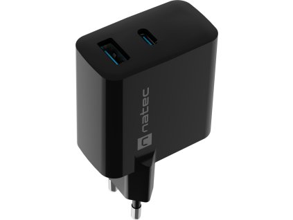 Univerzální USB nabíječka Natec RIBERA GaN 45W, 1X USB-A, 1X USB-C, černá