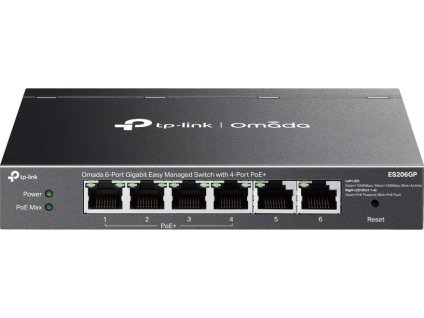 TP-Link ES206GP, Omada 6-Port Gigabit Easy Managed Switch, 2x GLAN, 4x GLAN PoE+, 65W PoE budget