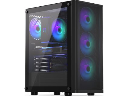 Endorfy skříň Ventum 200 ARGB/ 4x120mm ARGB PWM fan / 2xUSB / tvrzené sklo / černá