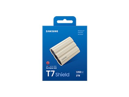 SAMSUNG Portable SSD T7 Shield 2TB / USB 3.2 Gen 2 / USB-C / Externí / Béžový