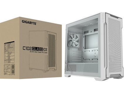 GIGABYTE C102 GLASS ICE/Midi Tower/Transpar./Bílá