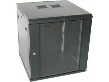 XtendLan 12U/600x600, na zeď, jednodílný, rozložený, skleněné dveře, černý