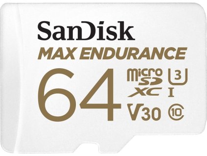 SanDisk MAX ENDURANCE microSDXC 64GB / C10, U3, V30 / 30,000 Hours / + SD Adaptér