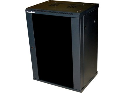 XtendLan 12U/600x450, na zeď, jednodílný, rozložený, skleněné dveře, černý