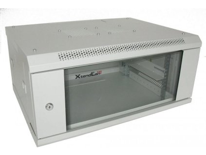 XtendLan 4U/600x450, na zeď, jednodílný, skleněné dveře, šedý
