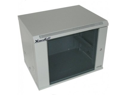 XtendLan 9U/600x450, na zeď, jednodílný, skleněné dveře, šedý