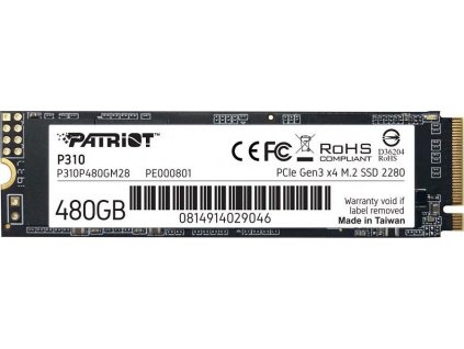 PATRIOT P310 480GB SSD / Interní / M.2 PCIe Gen3 x4 NVMe 1.3 / 2280
