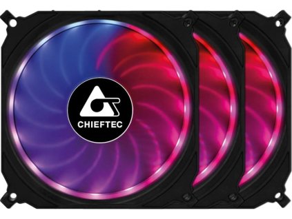 CHIEFTEC sada ventilátorů Tornado / 3x 120mm fan / RGB LED / RGB ovladač / Dálkové ovládání / ultratichý 16 dBa