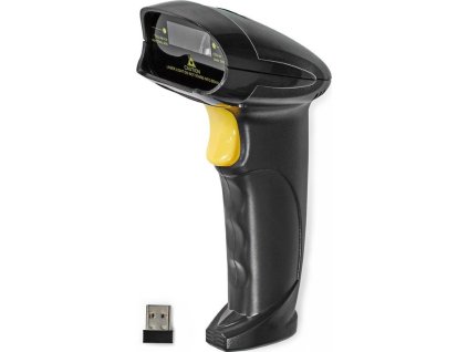 NEDIS čtečka čárových kódů/ laser/ bezdrátová/ 1D lineární/ napájení z baterie/ napájení z USB/ USB dongle/ černá