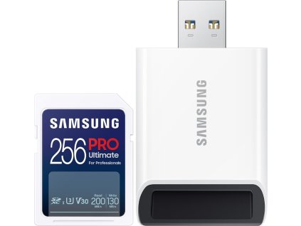 SAMSUNG PRO Ultimate SDXC 256GB + USB Adaptér / CL10 USH-I U3 / V30