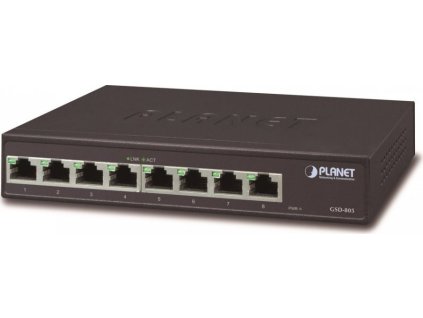 Planet GSD-805v2 switch 10/100/1000 (8x 1000Base-T), VLAN, IEEE 802.3az, ESD+EFT, internal pwr, fanless