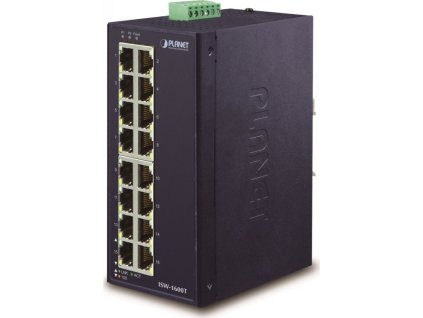 Planet ISW-1600T, 16x 10/100, DIN,IP30, -40~75°C, 12-48VDC, IEEE 802.3az (EEE), EFT+ESD