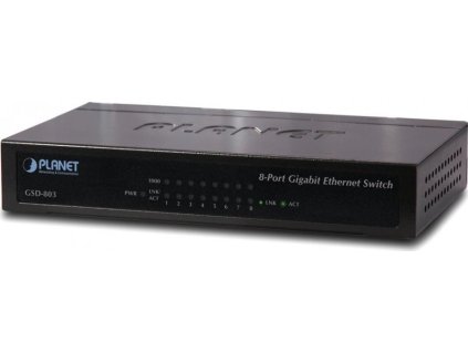 Planet GSD-803 switch  10/100/1000 (8x1000Base-T), EuP, 802.3az, kov, fanless