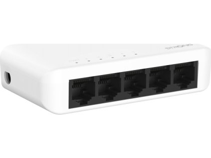 STRONG switch SW5000P/ 5x port Gigabit RJ45/ 10/100/1000 Mb/s/ 10 Gb/s/ 802.3i/u/ab/ plastové šasi/ bílý