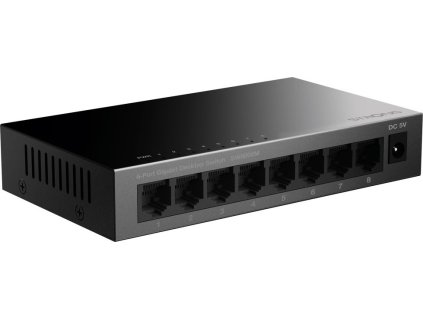 STRONG switch SW8000M/ 8x port Gigabit RJ45/ 10/100/1000 Mb/s/ 16 Gb/s/ 802.3i/u/ab/x/az/ kovové šasi/ černý