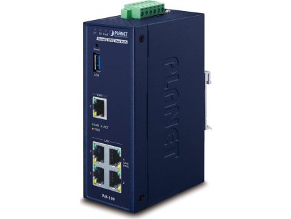 Planet IVR-100 Router/firewall VPN/VLAN/QoS, 2xWAN(SD-WAN), 3xLAN, IP30, -40 až +75°C, 9-48VDC