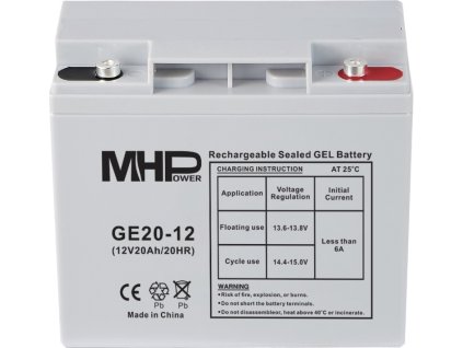 MHPower GE20-12 Gelový akumulátor 12V/20Ah, Terminál T1 - M5, Deep Cycle