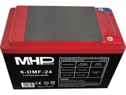 MHPower 6-DMF-24 Trakční gelová baterie 12V/24Ah, Terminál D2 - M5, Deep Cycle