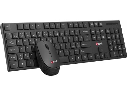 Klávesnice C-TECH WLKMC-03, bezdrátový combo set s myší, černý, USB, CZ/SK