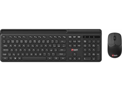 Klávesnice C-TECH Quallis WLKMC-05, bezdrátový combo set s myší, černý, USB, CZ/SK