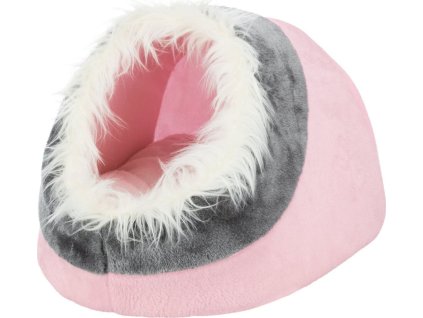 MINOU plyšová jeskyně 35x26x41cm - růžová/šedá
