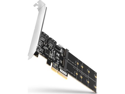 AXAGON PCES-SA4M2, PCIe řadič - 2x interní SATA 6G port + 2x SATA M.2 slot, ASM1164, SP & LP