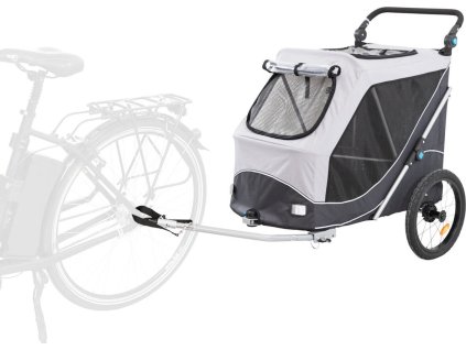 Vozík za kolo s funkcí rychlého skládání L 74 x 95 x 103/143 cm, nosnost max. 30 kg, šedý