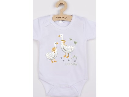 Dětské body s potiskem New Baby Husičky - krátký rukáv 74 (6-9m)