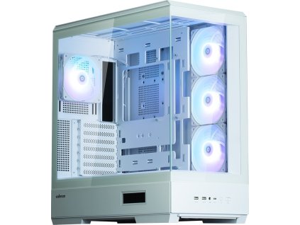 Zalman skříň P50 DS / Middle Tower / 4x120mm ARGB fan / 2x USB 3.0 / USB-C / panoramatická / bílá