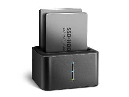 AXAGON klonovací stanice pro 2x SATA 6G disk / ADSA-D25 / 2,5" / USB 3.2 Gen1 / datový 0,6m kabel / nabíjecí USB kabel