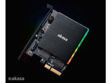 AKASA RGB adaptér M.2 SSD do PCIe x4 / AK-PCCM2P-03 / podporovaná velikost SSD 2230, 2242, 2260, 2280 a 22110