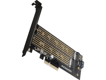 AXAGON slot adaptér do PCIe x4 na M.2 NVMe M-KEY nebo SATA B-KEY / PCEM2-D / low-profile