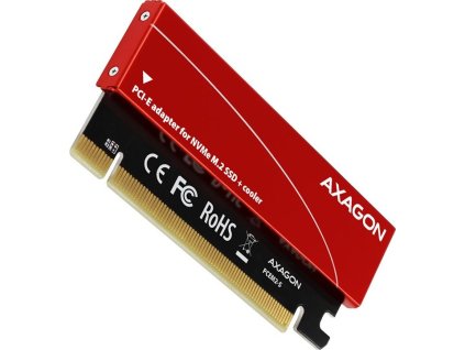 AXAGON PCEM2-S, PCIe x16 - M.2 NVMe M-key slot adaptér, kovový kryt pro pasivní chlazení