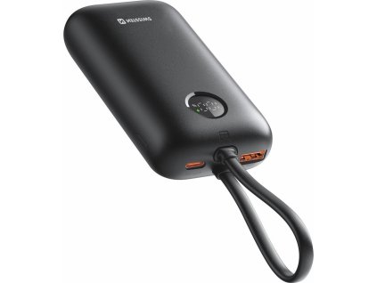 Swissten Power bank VOLTBOX 35W 10000 mAh s integrovanými kabely - USB-C, A, Lightning / černá