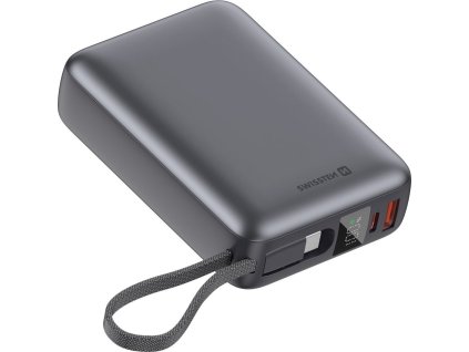 Swissten Power bank 20000 mAh 45W s integrovaným kabelem USB-C / šedá